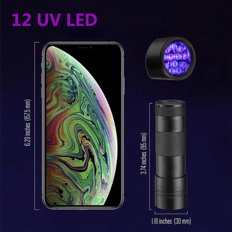 100 LED UV Flashlight 395NM – Black Light Torch for Dog Urine, Pet Stains & Bed Bug Detection