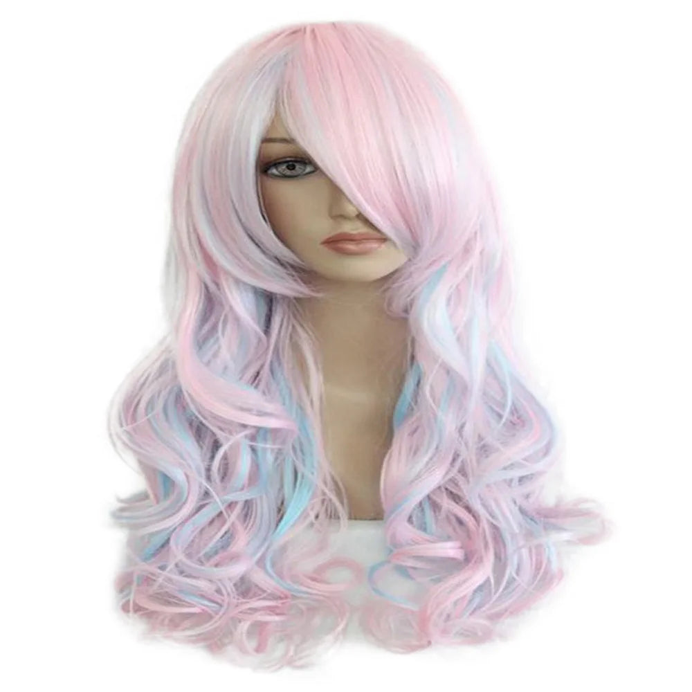HAIRJOY Women’s 70cm Long Blue and Pink Mixed Wavy Braided Ponytails Synthetic Party Cosplay Wig - 30 Colors Available