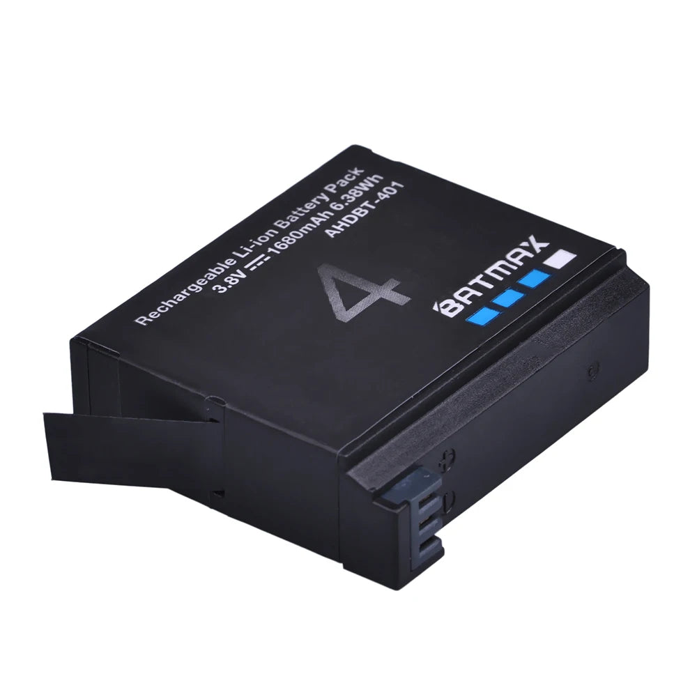 Batmax 1680mAh GoPro HERO4 Replacement Battery with 3-Slot LED USB Charger for AHDBT-401 Action Camera Accessories