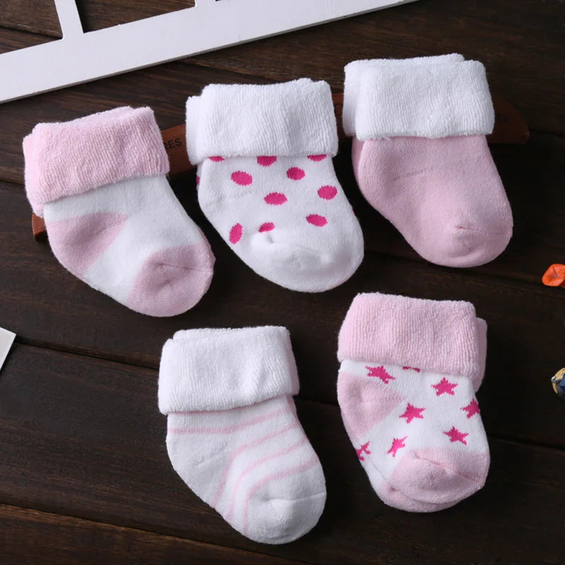 Kiddiezoom 5 Pairs Non-Skid Baby Socks – Unisex Cotton Shoes for 0-12 Months Baby Boys & Girls