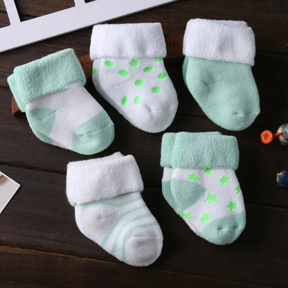 Kiddiezoom 5 Pairs Non-Skid Baby Socks – Unisex Cotton Shoes for 0-12 Months Baby Boys & Girls