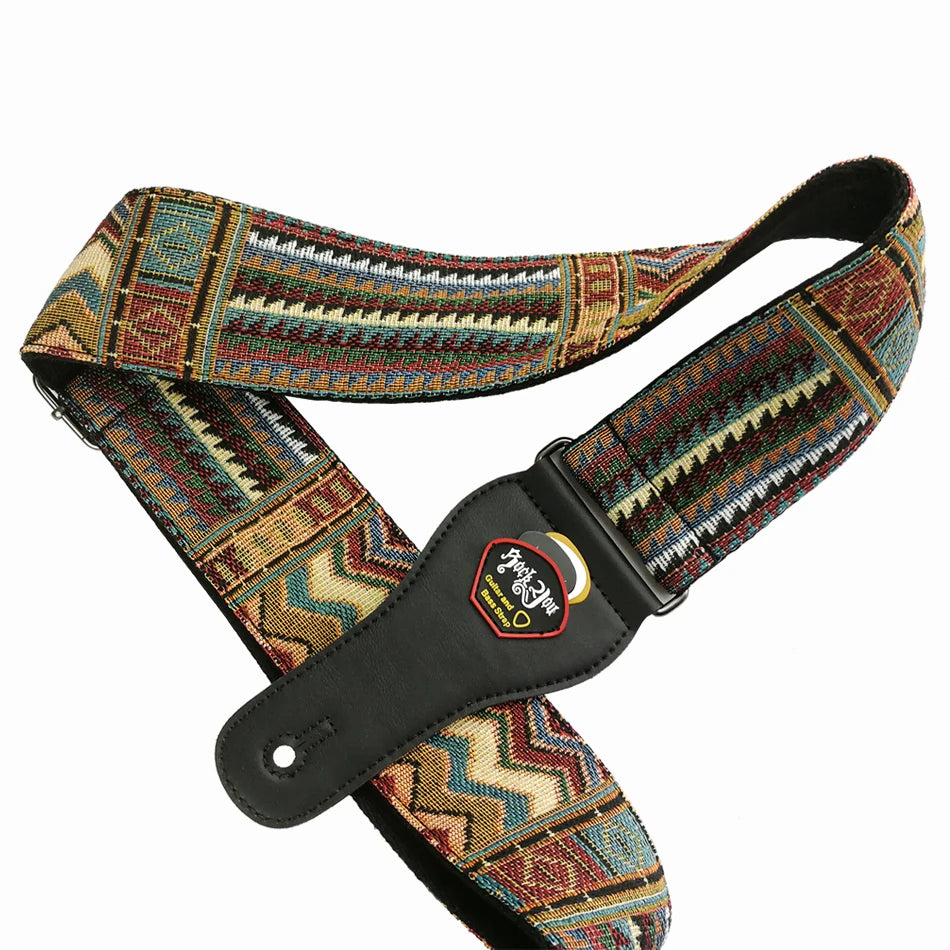 New High-Quality Cotton Guitar Strap – Adjustable Length, 6.2cm Wide for Acoustic & Electric Bass Guitars