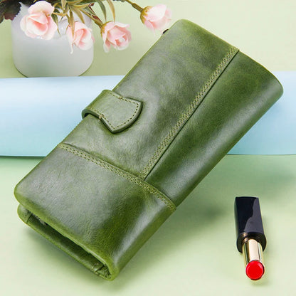 Women's Genuine Leather Long Wallet – Fashion Clutch with Coin Purse, Card Holder & Phone Pocket by Contact's