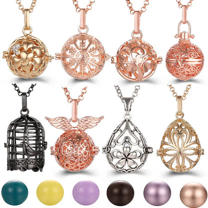 Mexico Music Ball Hollow Zircon Pendant Necklace – Vintage Perfume Aromatherapy Locket for Women