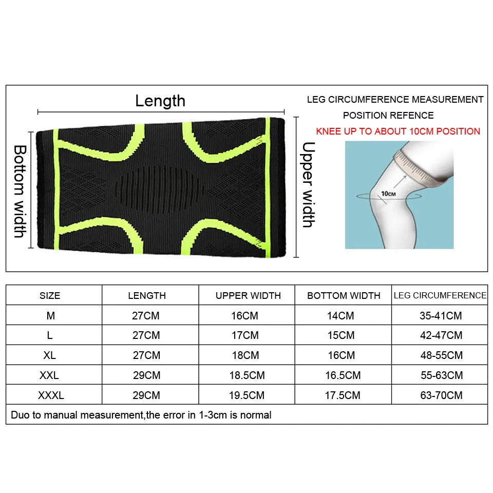 1PCS Fitness Running Cycling Knee Support - Elastic Nylon Sport Compression Knee Pad Sleeve for Basketball, Volleyball