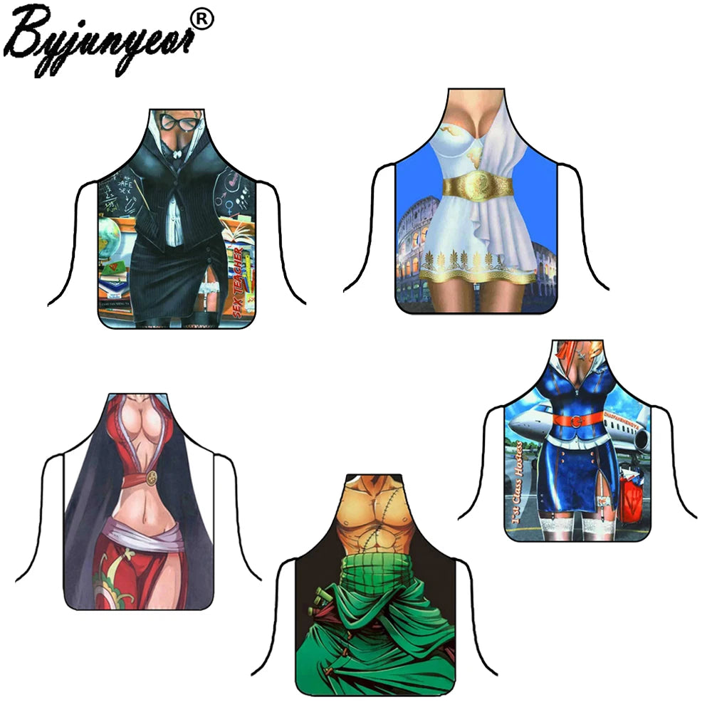 Funny Cartoon Kitchen Apron - Luffy Cooking, Baking & Dinner Party Apron for Adults