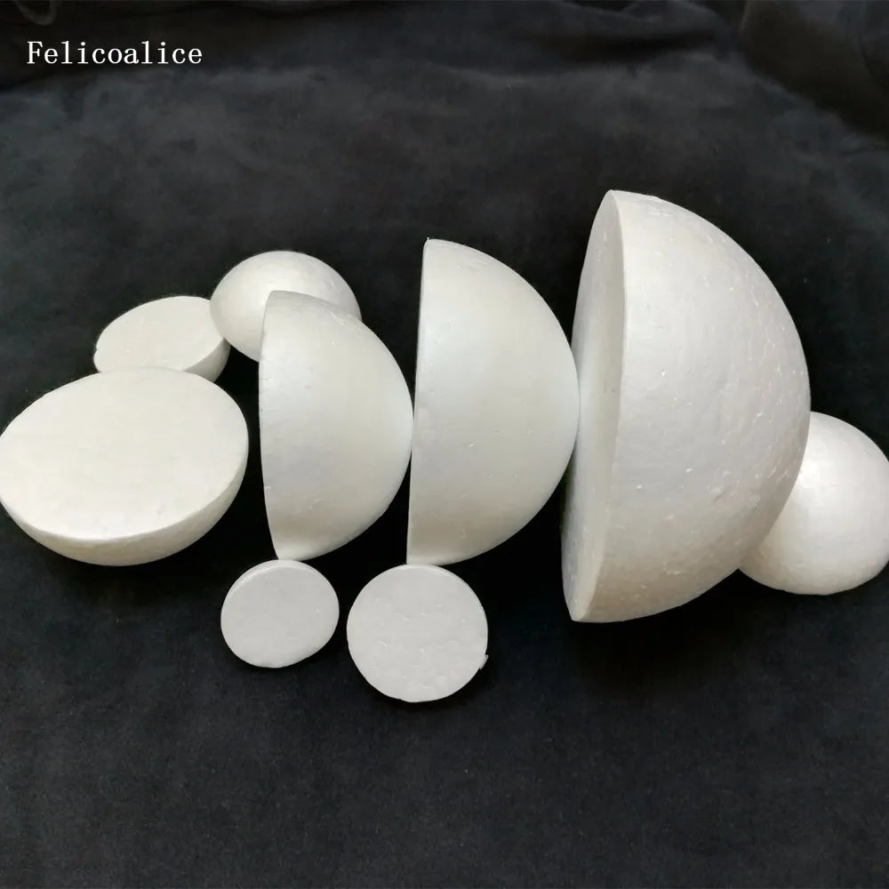 Half Round Styrofoam Foam Balls for DIY Crafts – Solid Polystyrene, 4–30cm for Christmas & Kids Projects