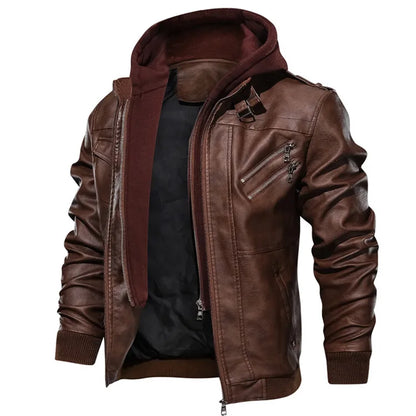 KB Men’s Leather Motorcycle Jacket – Casual PU Biker Coat, Autumn Outerwear, EU Size SA722