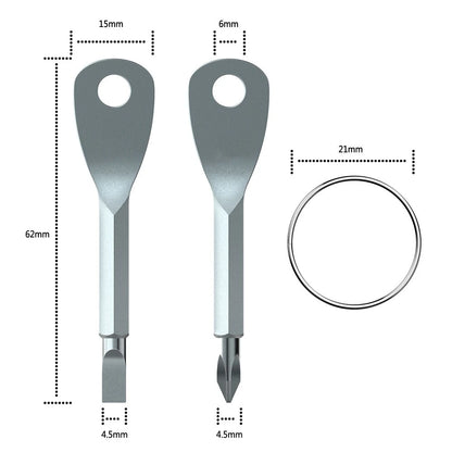 1 Set Stainless Steel Mini EDC Multifunction Screwdriver Key - Keychain Pocket Repair Tool with Slotted Screwdrivers