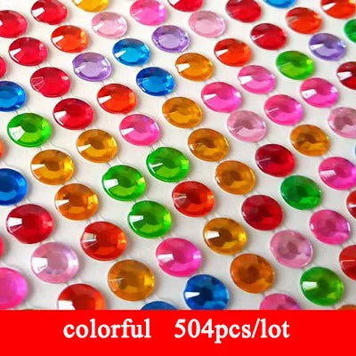 Self Adhesive Rhinestone Stickers - 504/900PCS Acrylic Gems for DIY Crafts & Scrapbooking