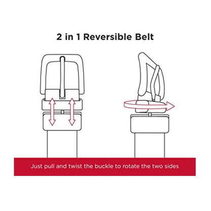 Men’s Genuine Leather Reversible Belt – 2-in-1 Rotated Buckle for Big & Tall Sizes