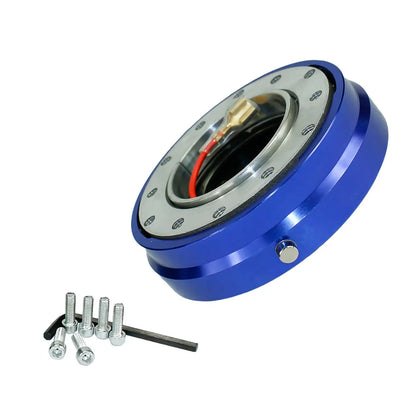 Thin 6 Hole Steering Wheel Quick Release Hub Adapter Kit - Snap Off Boss in Multiple Colors (Silver/Blue/Red/Black)