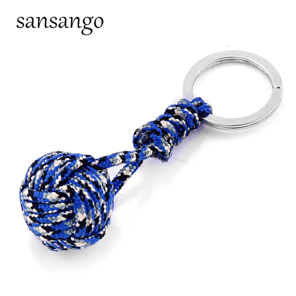 Woven Paracord Lanyard Keychain – Outdoor Survival Tactical Military Parachute Rope with Ball Pendant Keyring