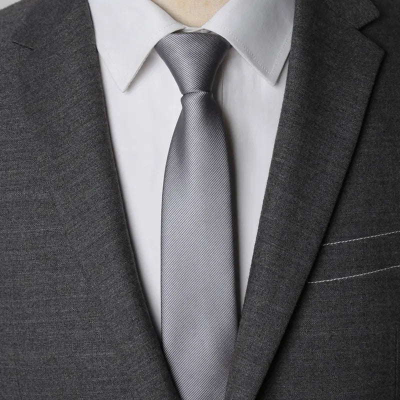 Men’s Zipper Necktie – 6cm Solid Lazy Tie for Business, Wedding & Fashion Accessories