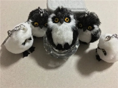Cute Tiny Plush Faux Rabbit Fur Owl Keychain – Mini Animal Bag & Car Trinket Jewelry Gift for Women & Girls