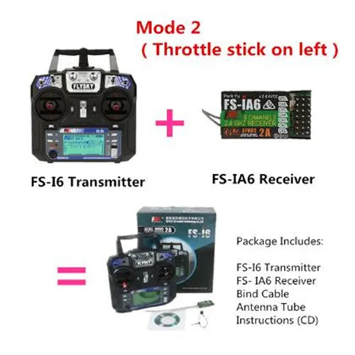 Flysky FS-i6 2.4G 6CH RC Transmitter Controller – FS-iA6 Receiver for Helicopter, Plane, Quadcopter & Glider