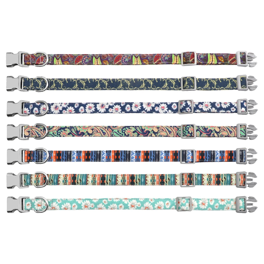 Adjustable Nylon Dog & Cat Collar – Personalized ID Collar with Engraved Name Buckle, Anti-Lost for Small, Medium & Large Pets