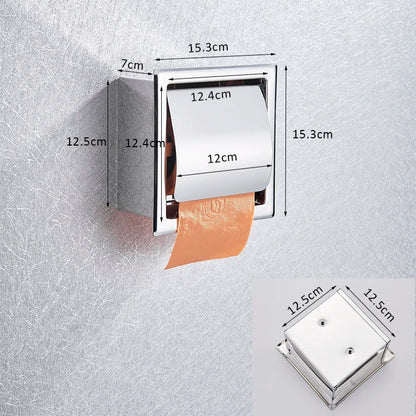 Onyzpily Bathroom Toilet Paper Holder | Chrome Finish Stainless Steel Tissue Box Holder, Wall Mounted, Black & Chrome
