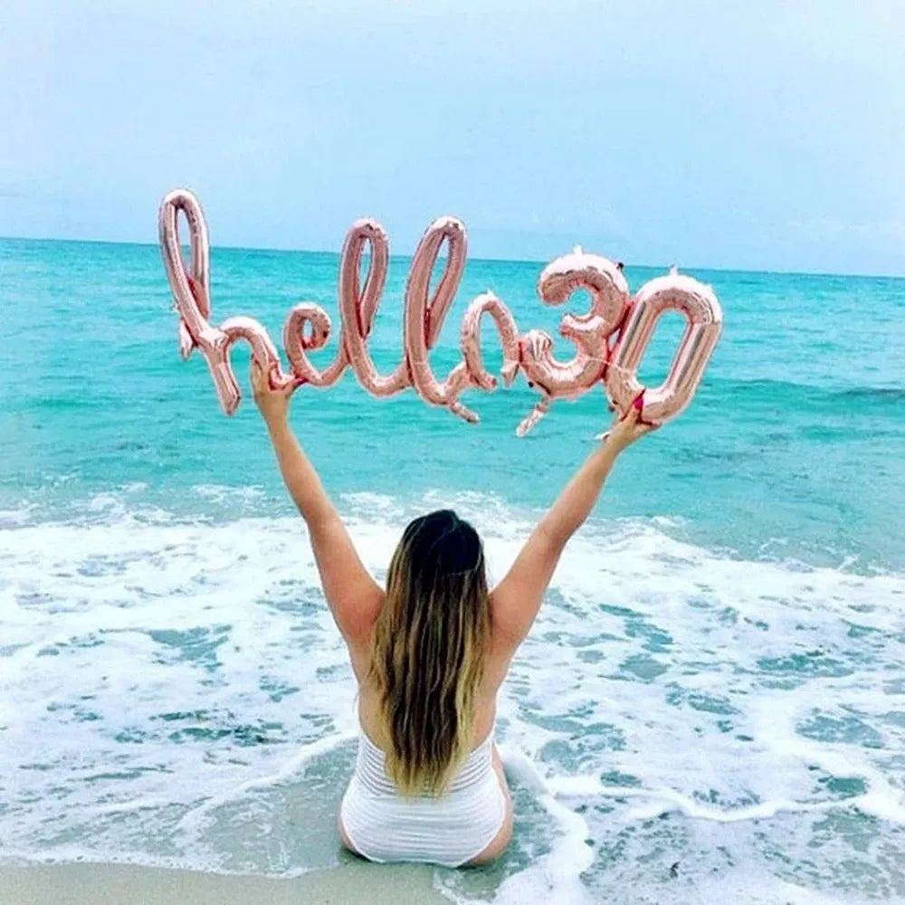 Rold Gold Silver Hello Foil Number Balloons - Perfect for 18 21 25 30 40 50 Years Old Adult and Kids' Birthday Party Decorations