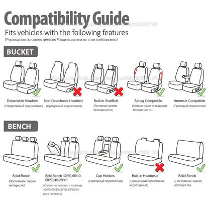 Brand Embroidery Universal Car Seat Cover Set with Organizer – Premium Interior Protection for Golf 4, Citroen C4, IZH 2126, Hyundai i20 & Honda Models