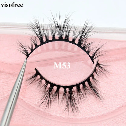 Visofree 3D Mink Eyelashes – Thick Handmade Full Strip Cruelty-Free False Lashes for Makeup M56