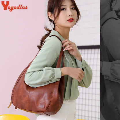 Yogodlns Vintage Women's Handbag - Designer Luxury Shoulder Tote, Fashion Brand Top-Handle Bag