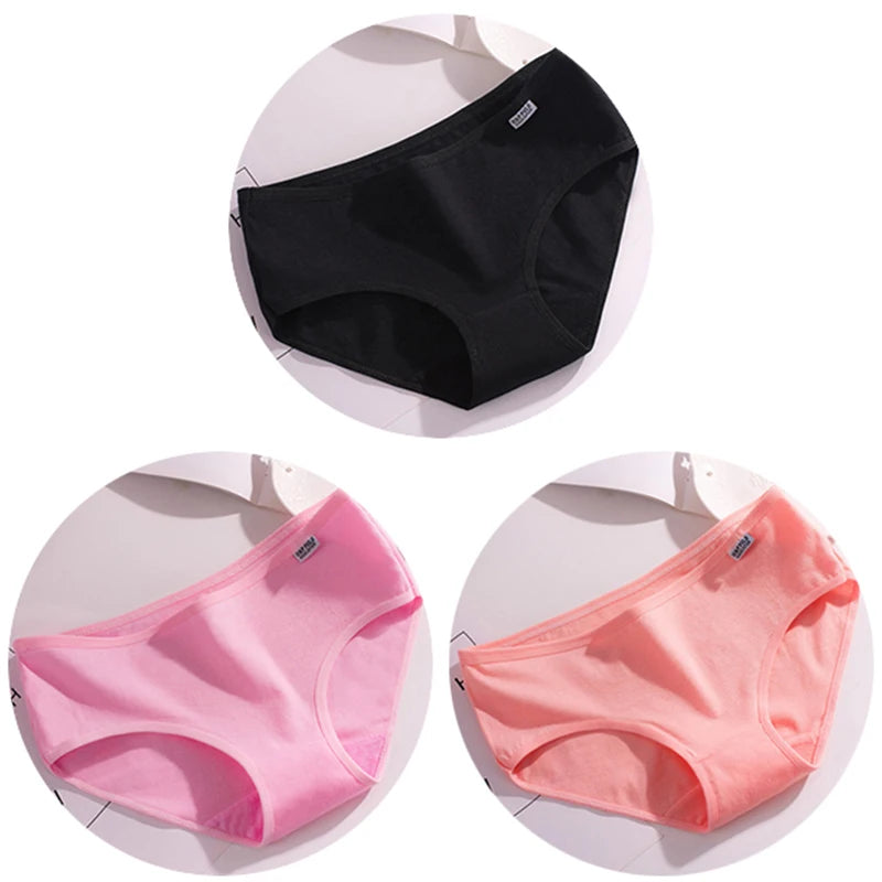 Women’s Cotton Underwear - Candy Color Mid-Waist Breathable Plus Size Briefs