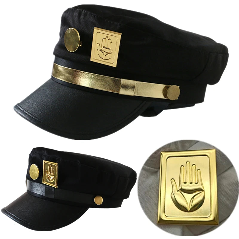 JoJo's Bizarre Adventure Kujo Jotaro Cosplay Hat – Unisex Adult Cap with Metal Badge Prop