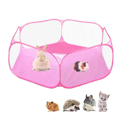 Portable Transparent Small Pet Cage – Foldable Playpen Tent for Hedgehogs, Dogs, Hamsters, Rabbits & Guinea Pigs