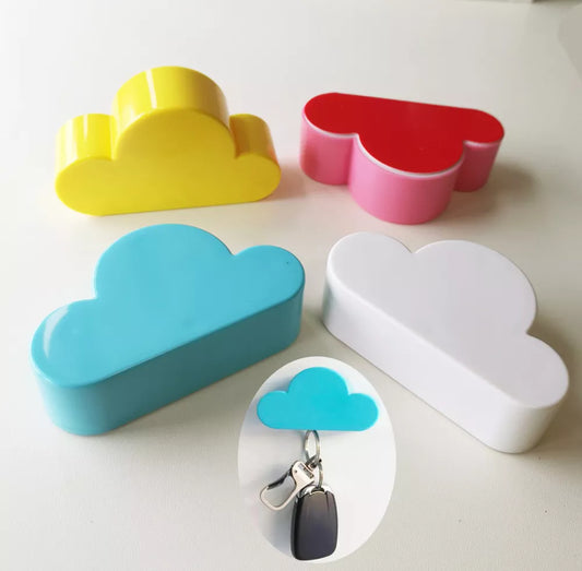 Creative 3D Cloud Magnet Keychain Holder - Wall-Mounted Neodymium Magnetic Key Hanger for Home Decor