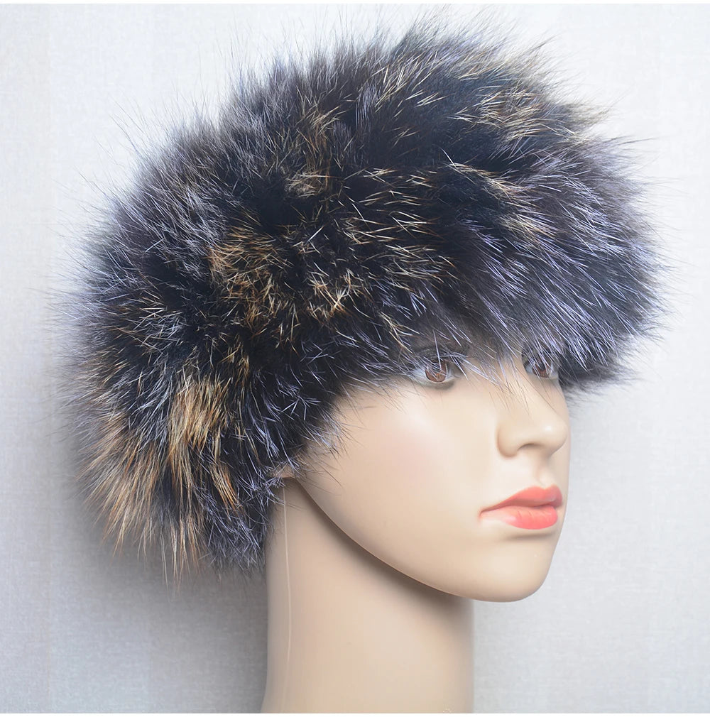 2025 Real Fox Fur Scarf and Headband – Luxury Winter Neck Warmer for Women, 100% Natural Fur, Elastic Ring Muffler