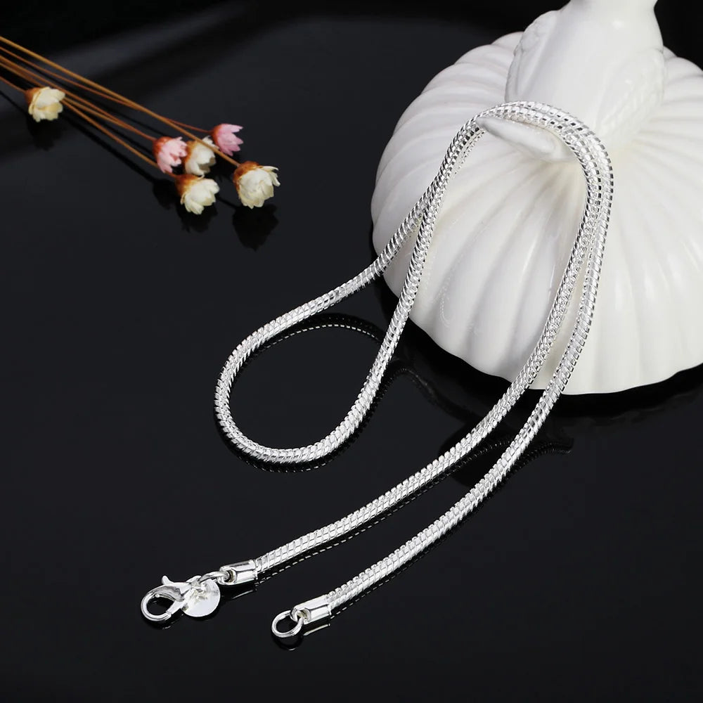 925 Sterling Silver Snake Chain Necklace — 1MM/2MM/3MM, 40–75cm for Men & Women, Fashion Jewelry Pendant, Free Shipping