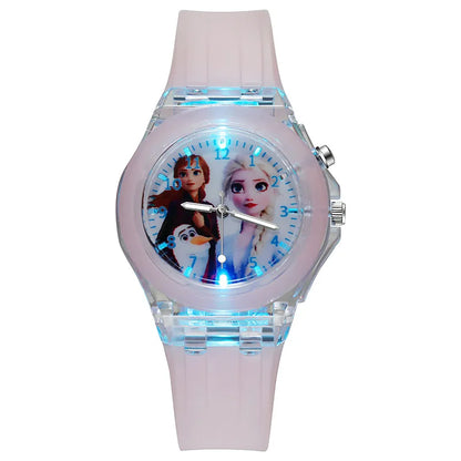Disney Frozen Princess Kids Watch - Girls' Luminous LED Colorful Wristwatch for Students & Ladies