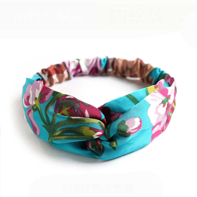 Bohemian Print Headbands for Women & Girls – Vintage Cross Turban Bandana Hair Accessories for Summer