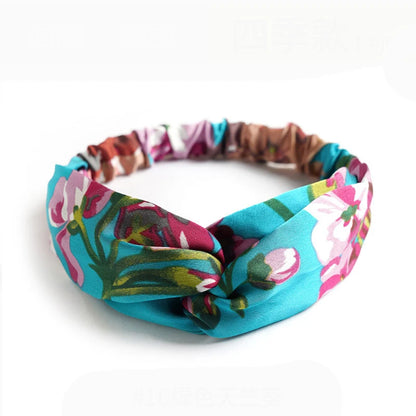Bohemian Print Headbands for Women & Girls – Vintage Cross Turban Bandana Hair Accessories for Summer