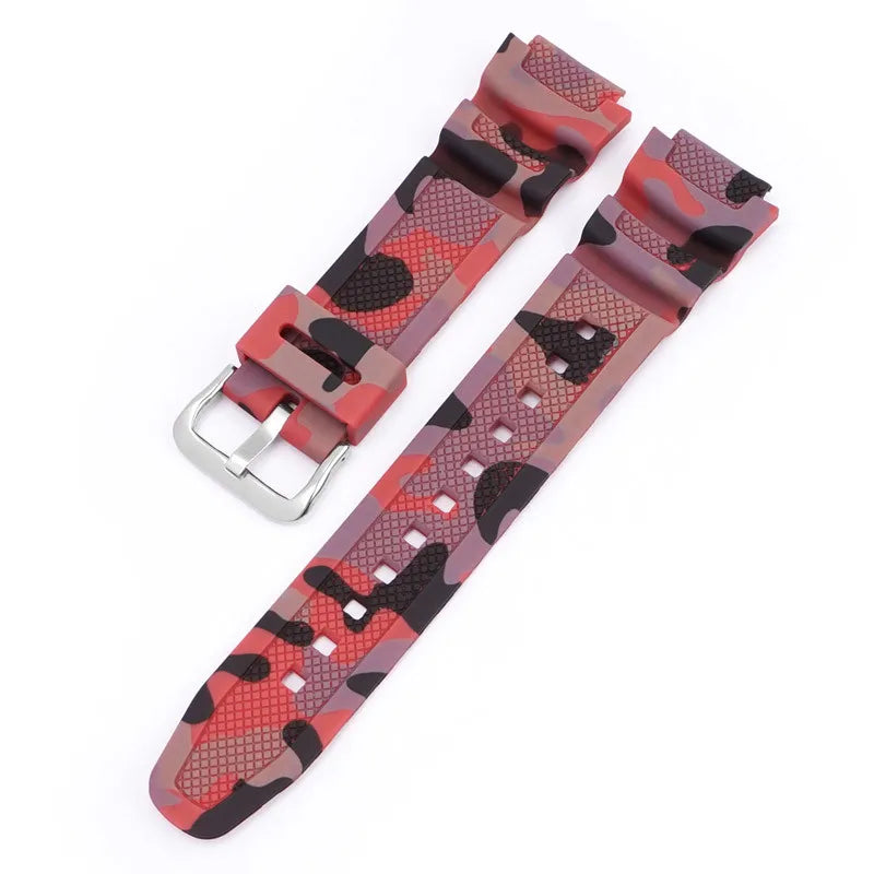 18mm Camouflage Silicone Watch Strap for Casio G-Shock AQ-S810W AE-1000W AE-1200/1300 SGW-300 W-215 F-108 - Sport Replacement Band