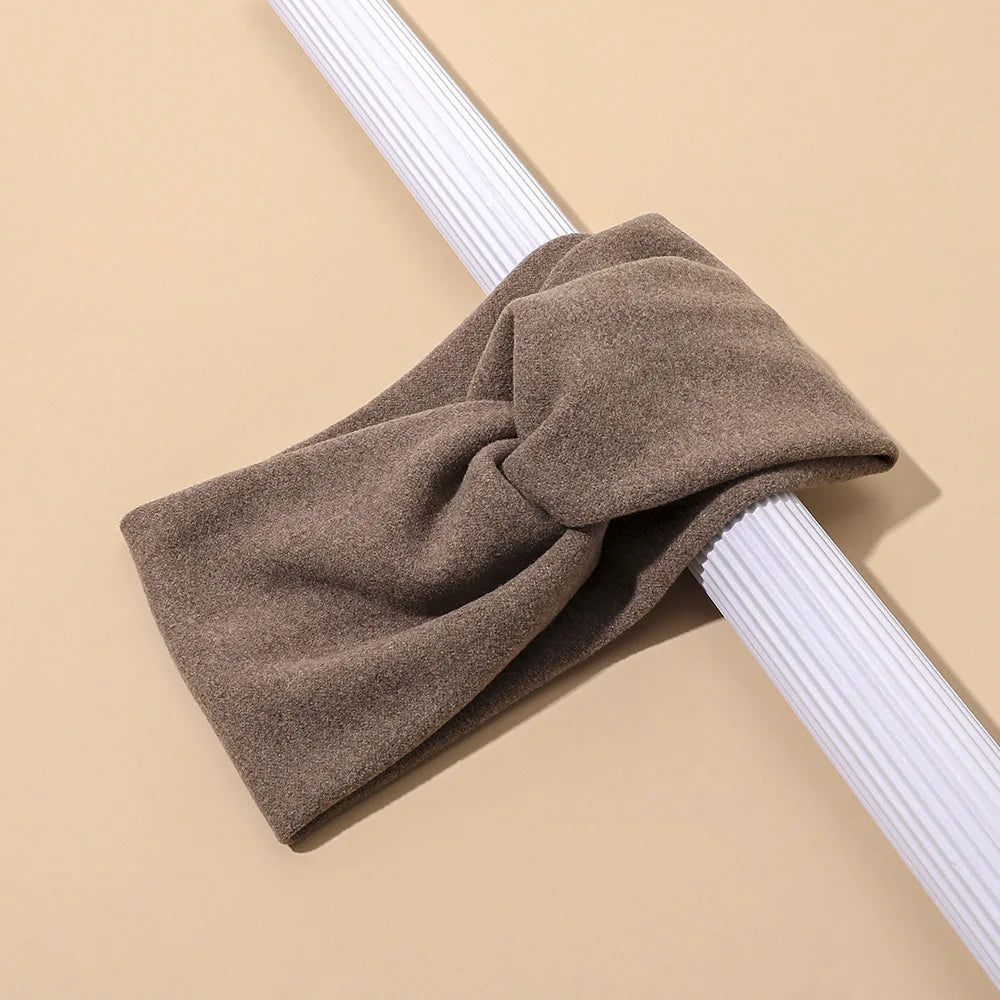 Women’s Elegant Solid Cross Woolen Elastic Headband – Thickened Warm Fashion Hairband Turban Bandana for Outdoor Casual Wear