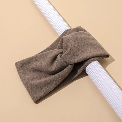 Women’s Elegant Solid Cross Woolen Elastic Headband – Thickened Warm Fashion Hairband Turban Bandana for Outdoor Casual Wear