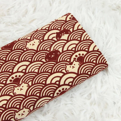 Half Yard Thick Cotton Fabric — Soft Breeze Cat Curve Print, 100% Cotton DIY Bag & Craft Material CR-389