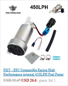 PQY EFI 380LH 1000HP External Fuel Pump – E85 Compatible, Top Quality 044 Style, Model PQY-FPB003-QY
