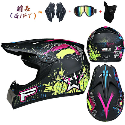 Safety Motocross Helmet for Kids - DOT Approved ATV Cross Bicycle Downhill Capacete, Unisex, Lightweight ABS 1KG
