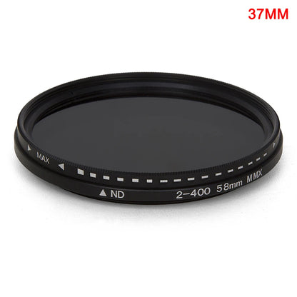 Adjustable ND Filter ND2–ND400 — Variable Neutral Density Fader for Camera Lens (37–82mm)