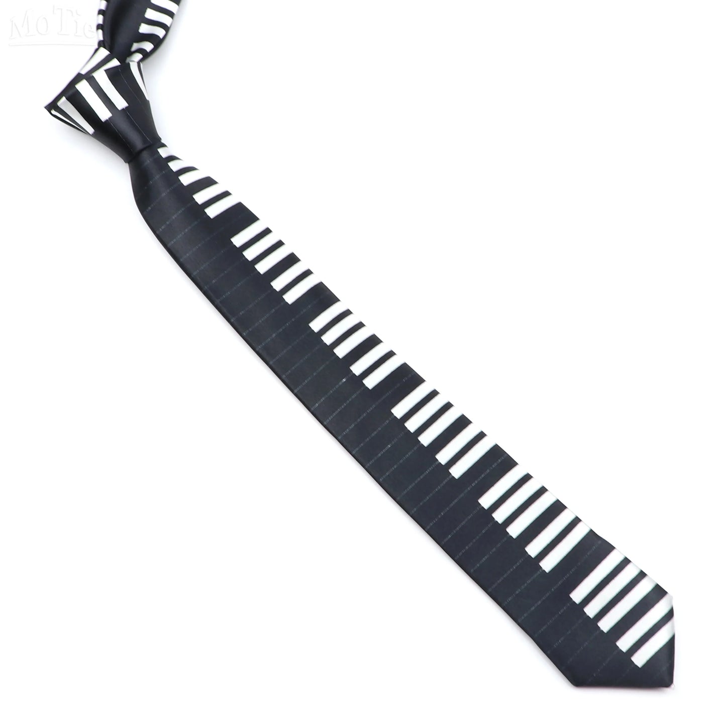 Musical Notes Slim Necktie - Silky Piano & Guitar Print Tie for Men & Women, Elegant Fashion Gift