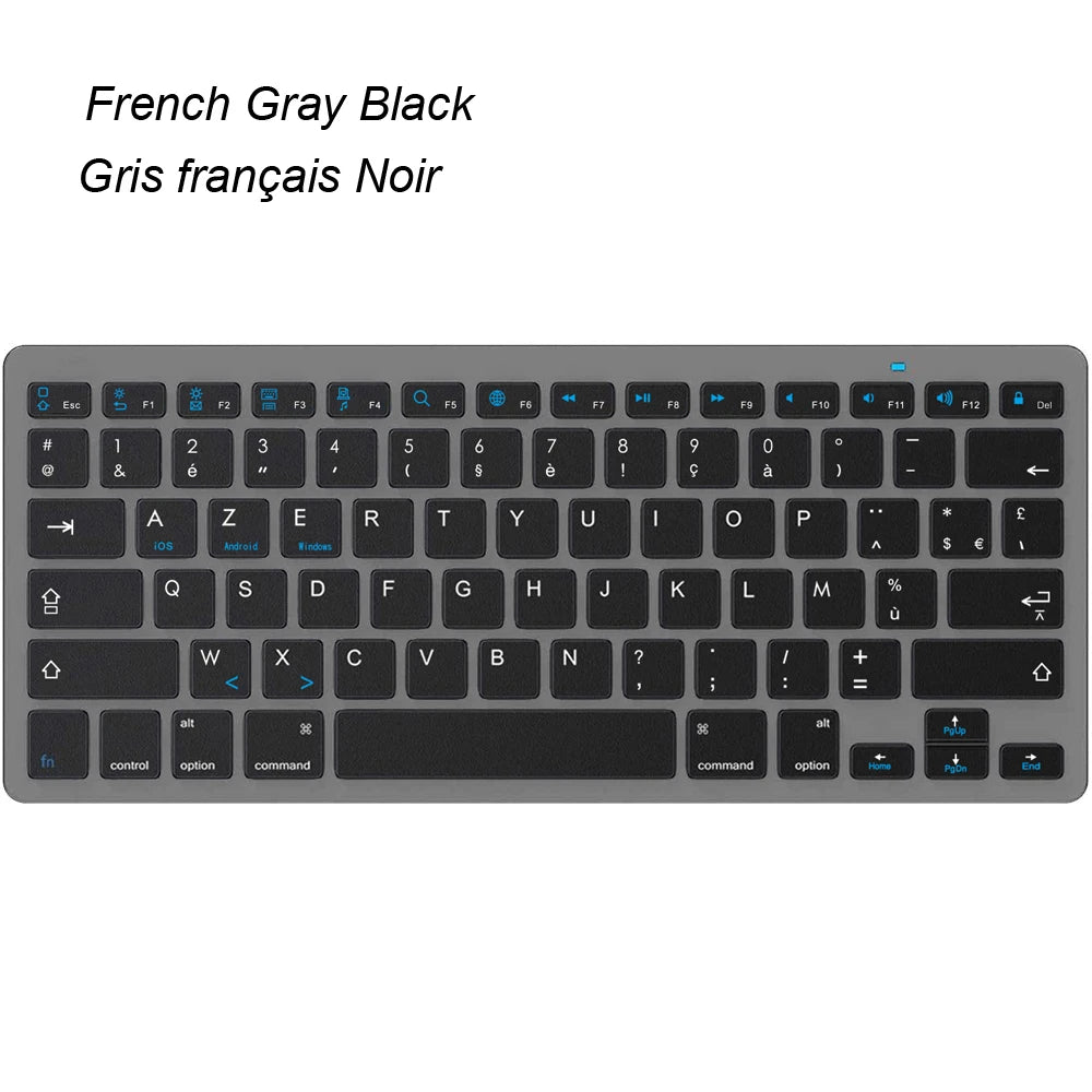 Ultra Slim Universal Wireless Bluetooth Keyboard – Russian, Spanish, French, German, Hebrew & Brazilian Portuguese for iOS, Android & Windows
