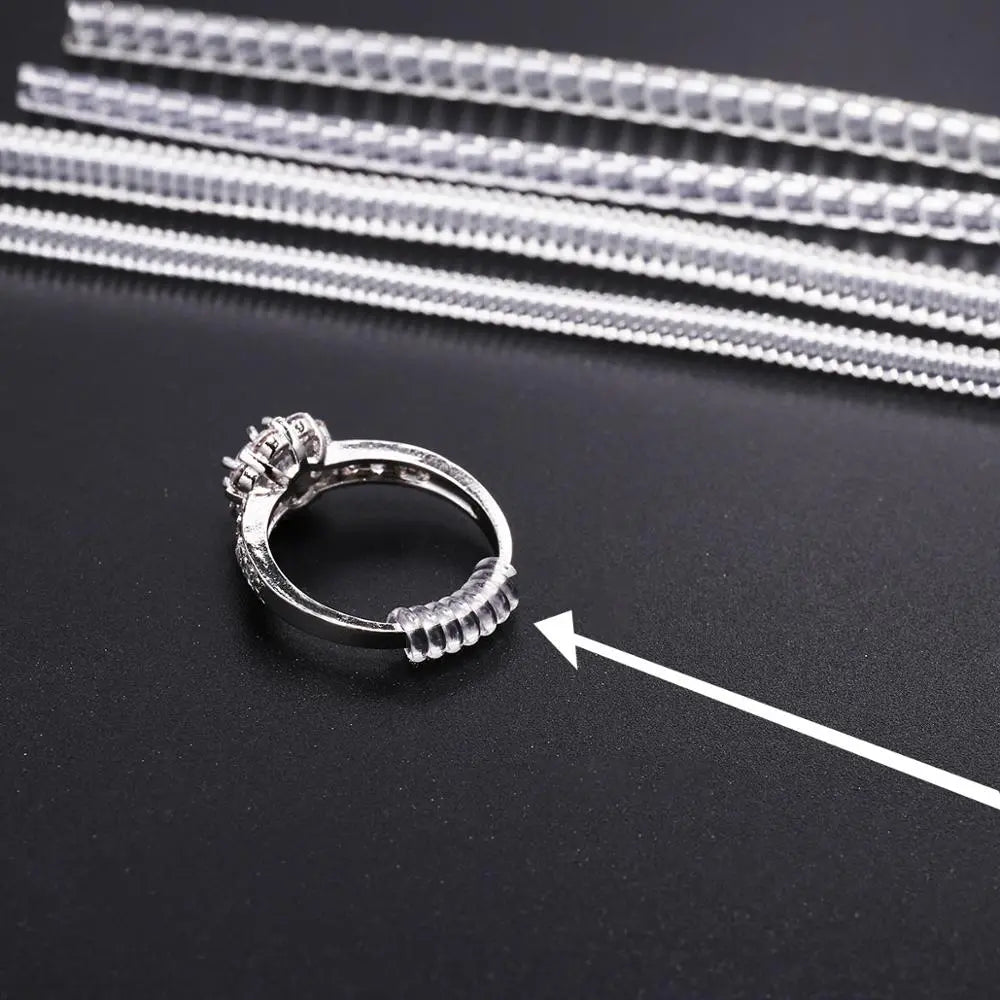 4pcs Transparent Spiral Ring Size Adjuster | Coil Ring Guard Tightener for Jewelry Resizing | Spring-Based Reducer Tool