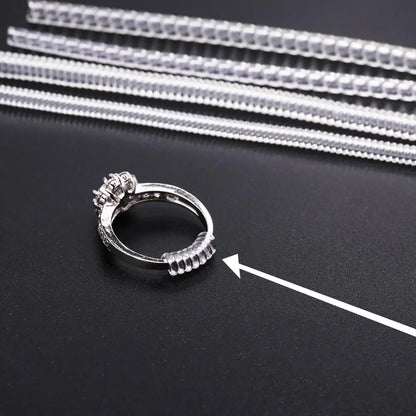 4pcs Transparent Spiral Ring Size Adjuster | Coil Ring Guard Tightener for Jewelry Resizing | Spring-Based Reducer Tool