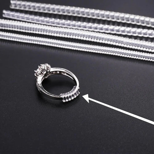 4pcs Transparent Spiral Ring Size Adjuster | Coil Ring Guard Tightener for Jewelry Resizing | Spring-Based Reducer Tool
