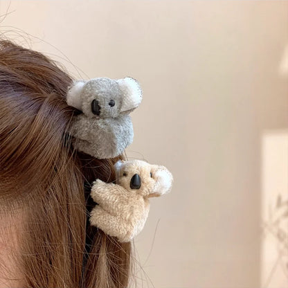 2021 Women’s Cute Koala Bear Hair Clips – Plush Side Bangs Barrettes, Soft Hairpins for Girls and Ladies Hair Accessories