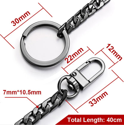 40cm Metal Key Chains – Wallet & Belt Chain for Hipster Pants, Hip Hop, Rock, Punk Street Style, Anti-Lost Keyring for Men (K404)