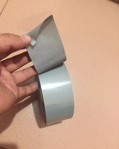 Bright Silver Reflective Tape - Self-Adhesive Polyester Warning Fabric, 5cm Wide, EN471 Class 2